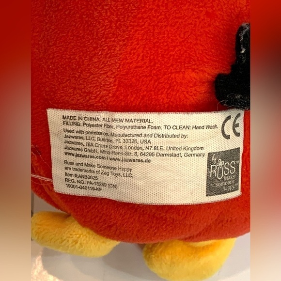 Russ Angry Birds 5" Plush Red 2019 Rovio stuffed animal toy - Picture 4 of 4